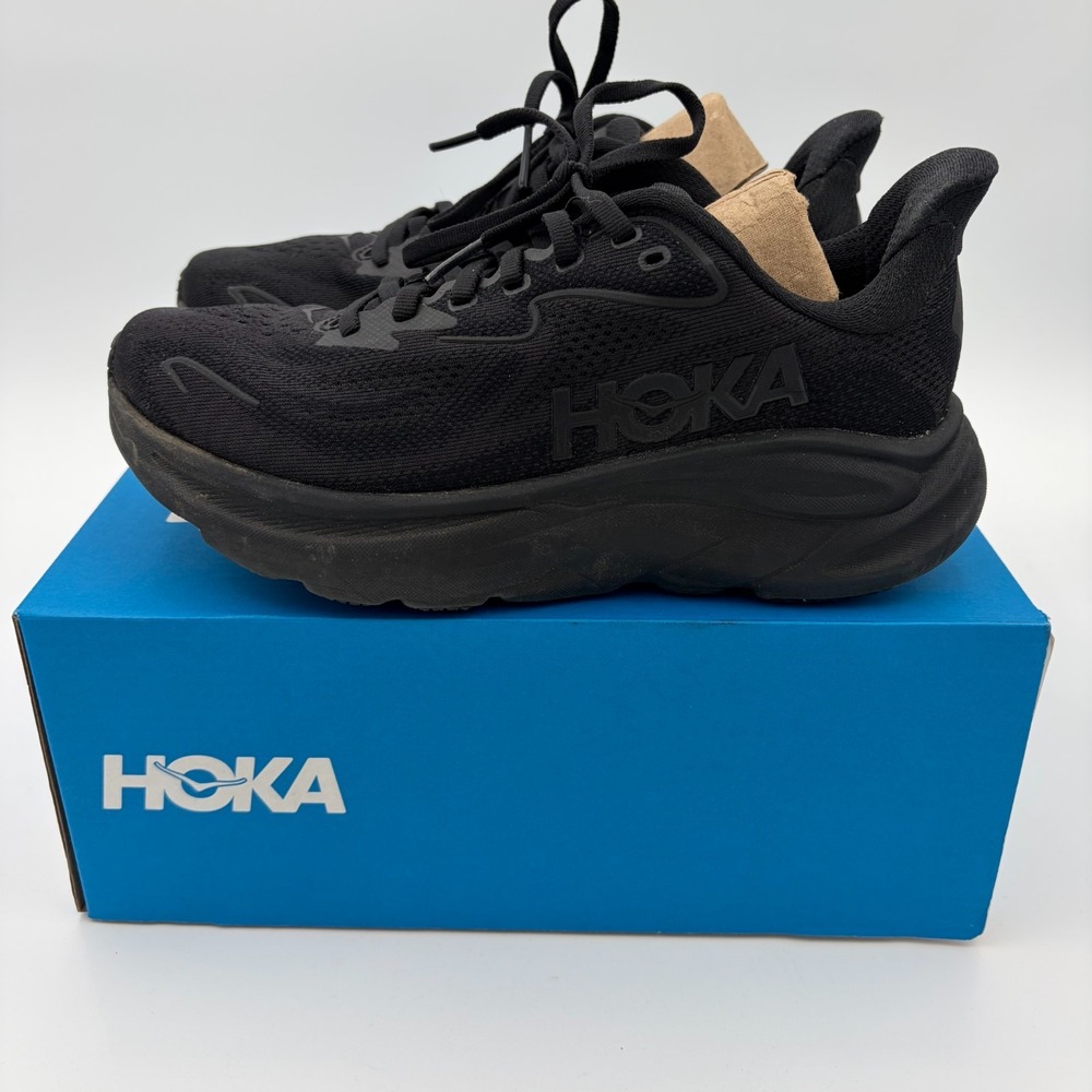 Hoka One One Clifton 10 Womens 6.5B Running Black Shoes Sneakers